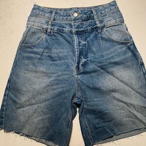 High Waist Blue Denim Jean Shorts for Women